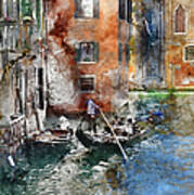 Venetian Gondolier In Venice Italy Art Print