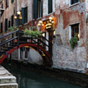 Venice Italy - The Cheerful Christmassy Restaurant Entrance Bridge Art Print
