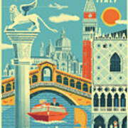 Venice Poster - Retro Travel  #1 Art Print