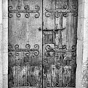 Villefranche De Conflent Old Door Black White France Art Print