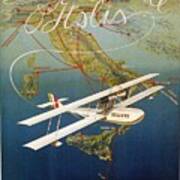 Vintage 1920s Island Plane Shuttle Italian Travel Art Print