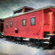 Vintage Caboose - Winter Train Art Print