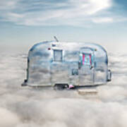 Vintage Camping Trailer In The Clouds Art Print