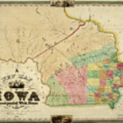 Iowa Art Iowa Print Iowa Poster Map Art Iowa Map Map Art State Map Iowa City Old Map Iowa State Vintage Iowa Map Home Decor