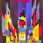 Vintage New York Fly Twa Times Square Art Print
