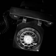 Vintage Rotary Dial Telephone Black And White Square Art Print