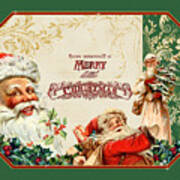 Vintage Santa Claus - Glittering Christmas 3 Art Print