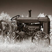 Vintage Tractor In Sepia Art Print