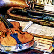 Violin And Bugle Art Print