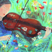 Violinist In Garden Art Print