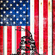 Viper On American Flag On Old Wood Planks Vertical Art Print
