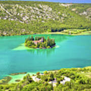 Visovac Lake Island Monastery Aerial View Art Print