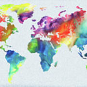 Vivid Watercolor Map Of The World Art Print
