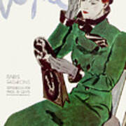Vogue Cover Illustration Of A Woman In A Green Art Print