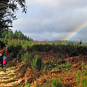 Walkers With Rainbow Art Print