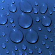 Water Drops Pattern On Blue Background Art Print