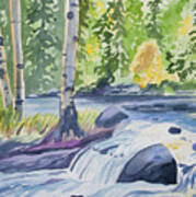 Watercolor - Forest And Stream Landscape Art Print