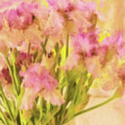 Watercolor Pot Of Irises Art Print