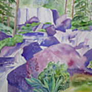Watercolor - Waterfall In The San Juans Art Print