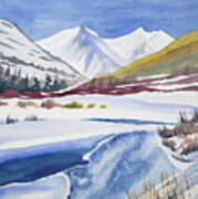 Watercolor - Winter Landscape Near Crested Butte Art Print