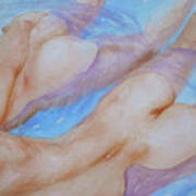 Watercolour Painting Gay Interest Men In Swimming Pool #16-12-21 Art Print