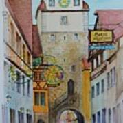 Weissenturm The White Tower Rothenburg Ob Der Tauber Germany Art Print