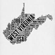 West Virginia Word Cloud Map 2 Art Print