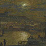 Whitby From Scotch Head Moonlight On The Esk Art Print