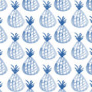 White And Blue Pineapple Party Art Print