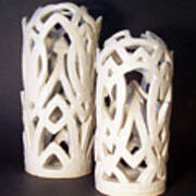 White Interlaced Sculptures Art Print