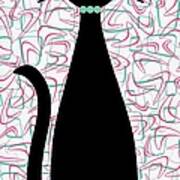 Boomerang Cat In Aqua And Pink Art Print