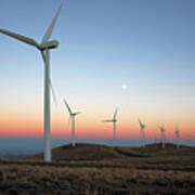 Wind Turbines At Moonrise Art Print