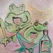 Wine Frogs Art Print