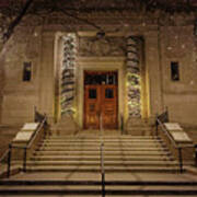 Winona Public Library On A Snowy Night Art Print