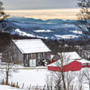 Winter On The Farm On The Hill Art Print