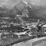 Winter Views From Mt. Norquay Black And White Art Print