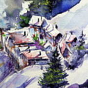 Wintertime Village Cd Art Print