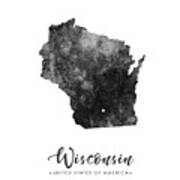 Wisconsin State Map Art - Grunge Silhouette Art Print