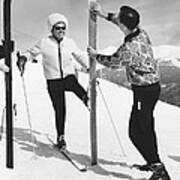 Women Waxing Skis Art Print