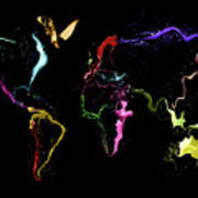 World Map Abstract Paint Art Print