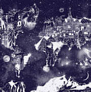 World Map Galaxy 2 Art Print