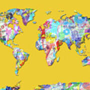 World Map Music 13 Art Print