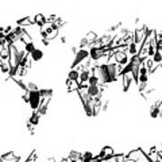 World Map Music 7 Art Print