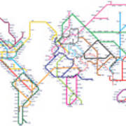 World Metro Subway Map Art Print