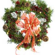 Wreath With Bow Art Print