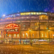 Wrigley Glows At Night Art Print