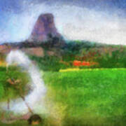Wyoming August Farming Watering The Fields By Devils Tower Pa 03 Art Print