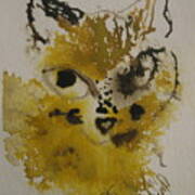 Yellow And Brown Cat Art Print