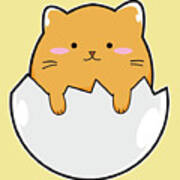 Yellow Cat Egg Art Print