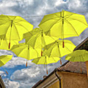 Yellow Umbrellas Over Szentendre Art Print